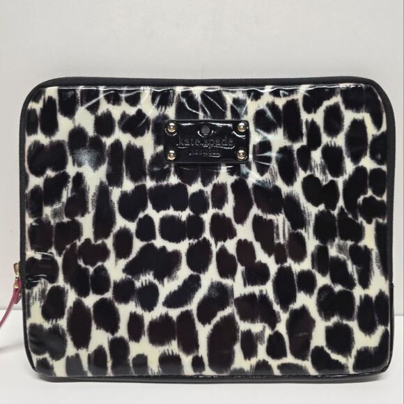 Kate Spade Tablet Case Cream Black Leopard Animal Print - Picture 1 of 10
